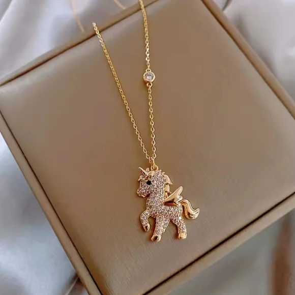 Gold Unicorn Pendant Necklace - Picture 3 of 3